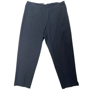 Eileen Fisher Black Organic Cotton Straight Leg Side Zip Pants Black‎ Women L